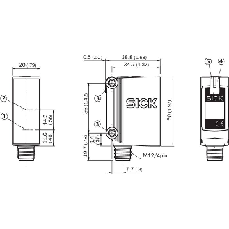 Cellule Bar. reflex PNP P=12m PinPoint LO/DO 10-30Vdc / M12 4P-Lire la description