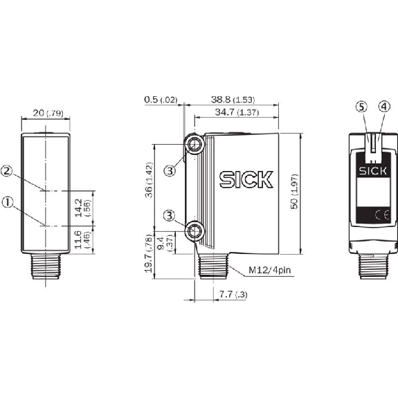 Cellule Bar. reflex PNP P=12m PinPoint LO/DO 10-30Vdc / M12 4P-Lire la description