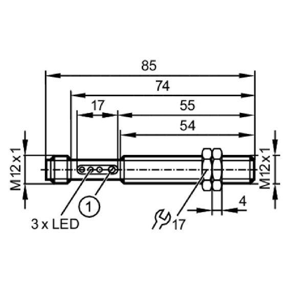 Cellule Directe M12 PNP P=200mm LO/DO Métal Axial / M12 4P-Lire la description