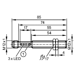 Cellule Directe M12 PNP P=200mm LO/DO Métal Axial / M12 4P-Lire la description