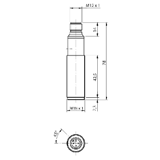 Cellule Directe M18 PNP P=400mm Pot. IR LO Plast. Axial / M12 4P-Lire la description
