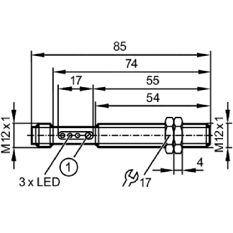 Cellule Directe M12 PNP P=400mm IR LO/DO Métal Axial / M12A 4P-Lire la description