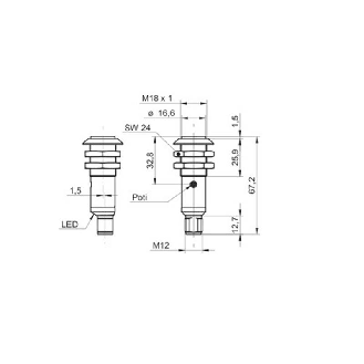 Cellule Bar. reflex M18 PNP P=3,5m Pot. LR LO/DO Plast. Axial /M12 4P-Lire la description