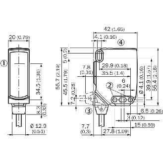 Cellule Bar. reflex transp PNP/NPN P=5m Pinpoint LO/DO / M12 4P+C0.3m-Lire la description