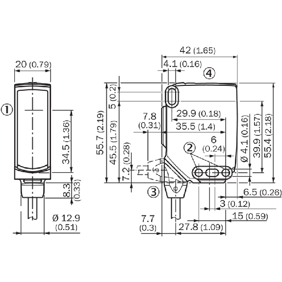 Cellule Bar. reflex transp PNP/NPN P=5m Pinpoint LO/DO / M12 4P+C0.3m-Lire la description