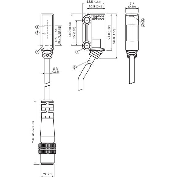Cellule EAP PNP P=66mm PinPoint LO 10-30Vdc/ M08 3P+C0.2m-Lire la description