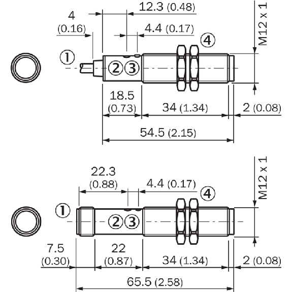 Cellule Directe M12 PNP P=115mm IR LO Métal Axial / Câble 4m PUR Cellule Directe M12 PNP P=115mm IR LO Métal Axial / Câble 4m PUR-Lire la description