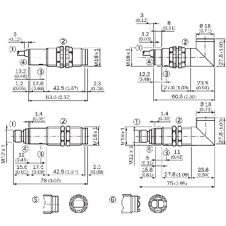 Cellule Directe M18 PNP P=800mm Pot. IR LO Plast. Axial / M12 4P-Lire la description