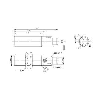 Cellule Bar. reflex M18 NPN P=7m LR Laiton Axial / M12 4P-Lire la description