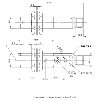 Cellule Directe M18 NPN P=700mm Pot. IR LO/DO Plast. Axial / M12 4P-Lire la description