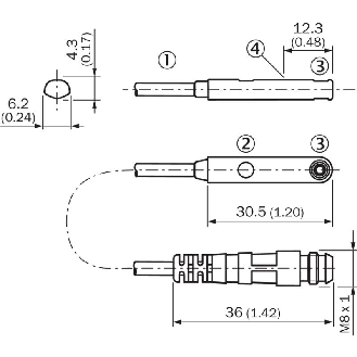 DPM Vérins rainures en T 2 fils REED NO 10-30Vac/dc / M08 3P+C0.3m-Lire la description