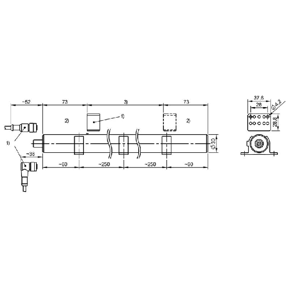 Capteur de position linéaire 0300mm, 0-10Vdc/10-0Vdc, M12 8P Capteur de position linéaire 0300mm, 0-10Vdc/10-0Vdc, M12 8P-Lire la description