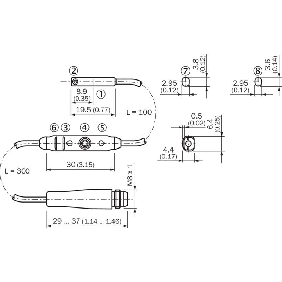 DPM Vérins Festo mini rainures cylindrique PNP / M08 4P+C0.3m-Lire la description
