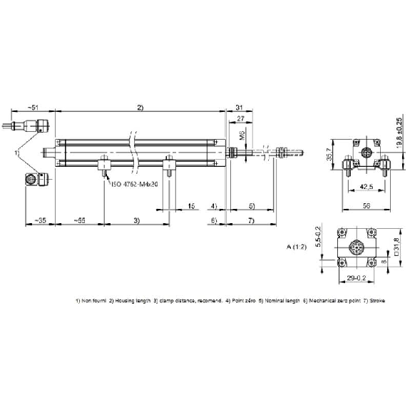 Capteur de position linéaire inductif à tige 0310mm, -10 ... 10V Capteur de position linéaire inductif à tige 0310mm, -10 ... 10V-Lire la description