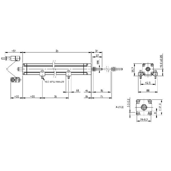 Capteur de position linéaire inductif à tige 250mm, 0 ... 10V Capteur de position linéaire inductif à tige 250mm, 0 ... 10V-Lire la description
