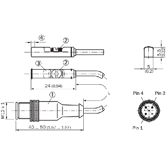 DPM Vérins rainures en T PNP NO lg24mm 10-30Vdc / M12 3P+C0.3m PUR-Lire la description
