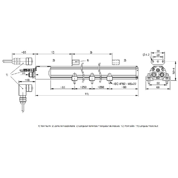 Capteur de position linéaire 1600mm, PROFIBUS-DP, brides Capteur de position linéaire 1600mm, PROFIBUS-DP, brides-Lire la description