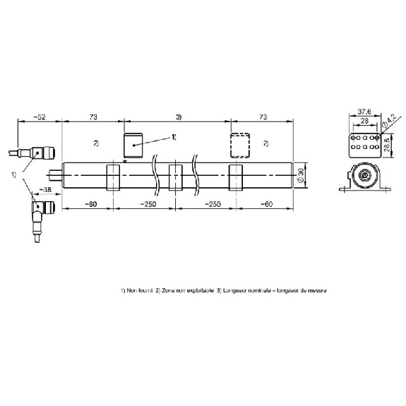 Capteur de position linéaire 0450mm, 0-10Vdc/10-0Vdc, M12 8P Capteur de position linéaire 0450mm, 0-10Vdc/10-0Vdc, M12 8P-Lire la description