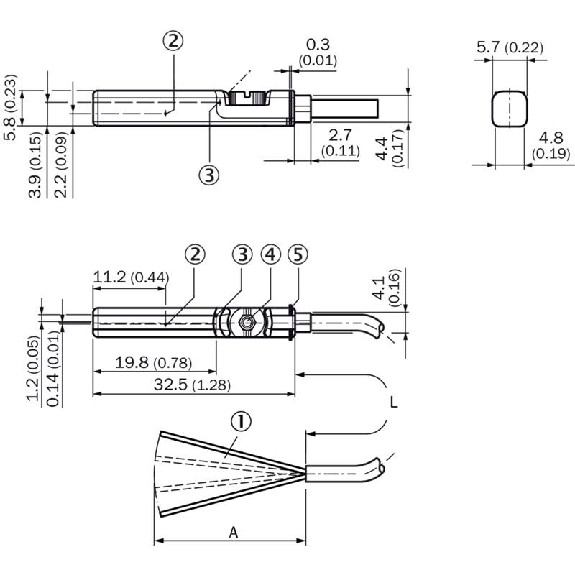DPM Vérins rainures en T 2 fils AC/DC REED NO 5-230Vac/dc / Câble 5m-Lire la description