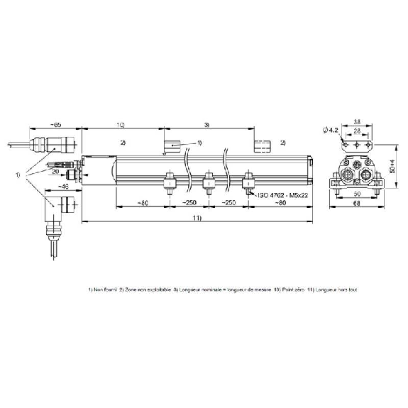 Capteur de position linéaire 0750mm, PROFIBUS-DP, brides Capteur de position linéaire 0750mm, PROFIBUS-DP, brides-Lire la description