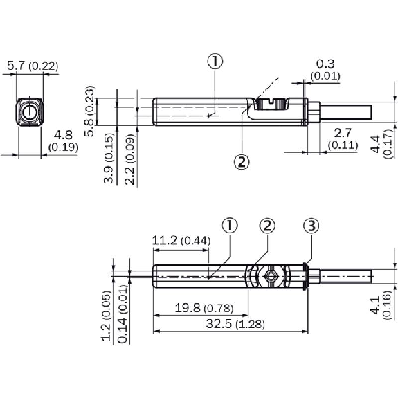 DPM Vérins rainures en T 2 fils AC/DC REED NO 5-230Vac/dc / Câble 2m-Lire la description