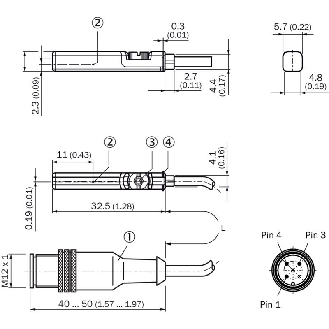 DPM Verins rainures en T 2 fils REED NF 5-30Vac/dc / M12 3P+C0.3m-Lire la description