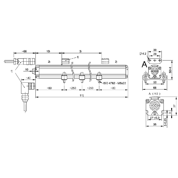 Capteur de position linéaire 750 mm avec sortie 0-10Vdc-Lire la description