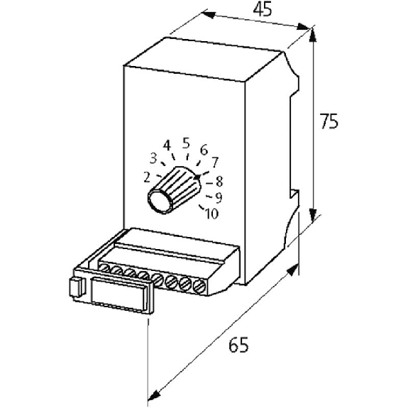 Potentiomètre 10k-Ohm 3600° (10 tours), rail DIN, 75x45x65mm-Lire la description