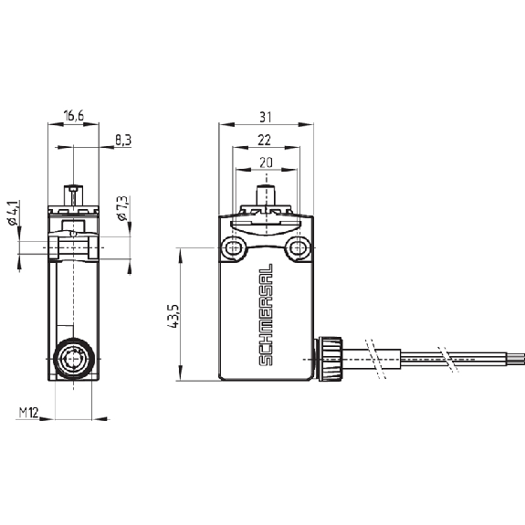 FDC COMPACT EN50047 2NC POUSSOIR CABLE 2M DROITE-Lire la description