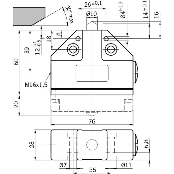 Fdc monopiste de précision N1A, Poussoir à galet, M16x1.5-Lire la description