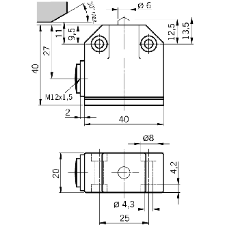 Fdc monopiste de précision N01, Poussoir à bille, M12x1.5-Lire la description