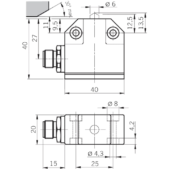 Fdc monopiste de précision N01, Poussoir à galet, SPDT, M12 4P-Lire la description