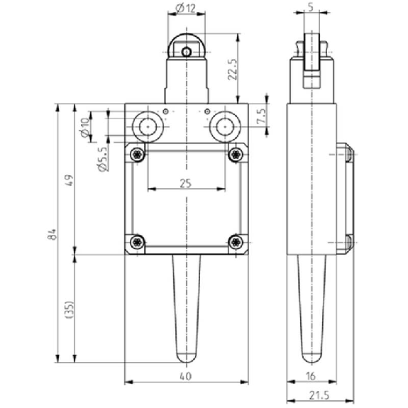 Commutateur de position sans fil 868,3 MHz poussoir à galet-Lire la description