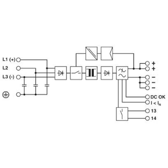 Alim. à découpage 24VDC 20A 480W, 3PH 400-500VAC, bornes à vis Alim. à découpage 24VDC 20A 480W, 3PH 400-500VAC, bornes à vis-Lire la description