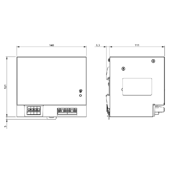 Alim. à découpage 24VDC 20A 480W, 3PH 400-500VAC, 140x121x117,3mm-Lire la description