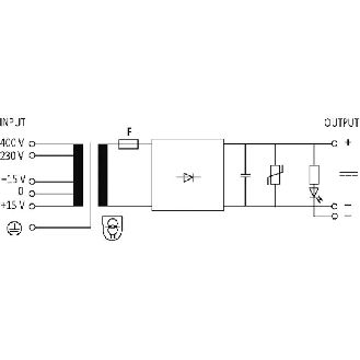 Alim. mono redressée filtrée IN: 230/400 ±15VAC OUT: 24V/2,5ADC-Lire la description