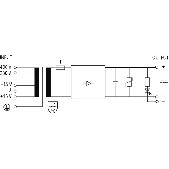 Alim. mono redressée filtrée IN: 230/400 ±15VAC OUT: 24V/2,5ADC-Lire la description