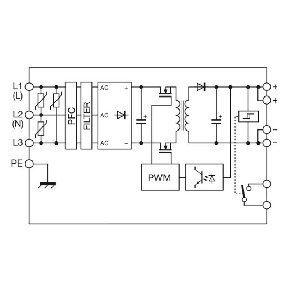 Alim. à découpage 24VDC 20A 480W, 1/2/3PH 187-550VAC/270-770VDC-Lire la description