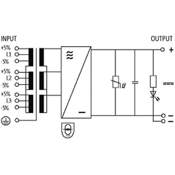 Alim. filtrée 3 ph IN: 400VAC ± 5% OUT: 24V/25ADC-Lire la description