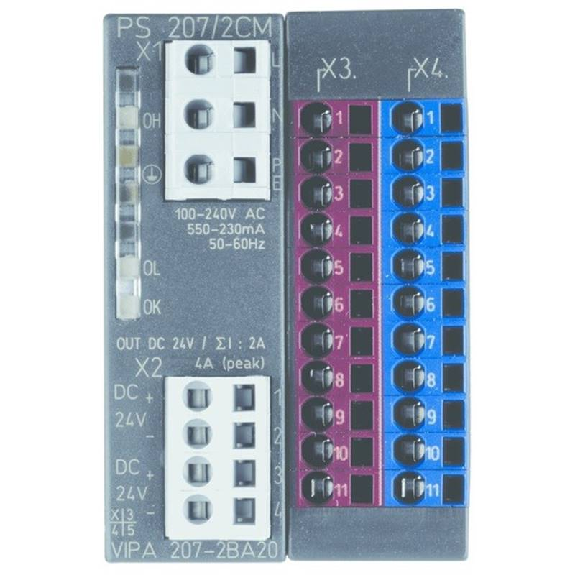 Alimentation 100-240 VAC, Tension de sortie 24 VDC, avec bornes 2x11-Lire la description