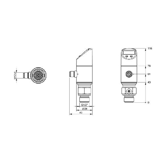 Capteur de pression 0 .. 2 bar, 4-20mA/0-10V PNP/NPN, G 1/2 DIN 3852-Lire la description