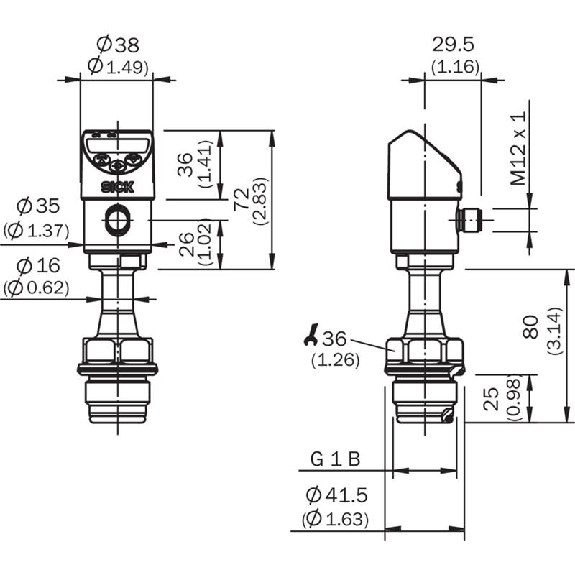 Capteur de pression 0 .. 10 bar, PNP 4-20mA, G 1 hyg. noy., M12 4P Capteur de pression 0 .. 10 bar, PNP 4-20mA, G 1 hyg. noy., M12 4P-Lire la description