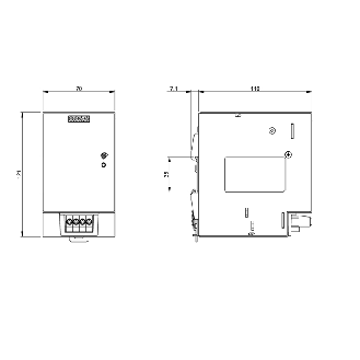 Alim. à découpage 24VDC 10A 240W, 3PH 400-500VAC, 70x121x117,3mm-Lire la description