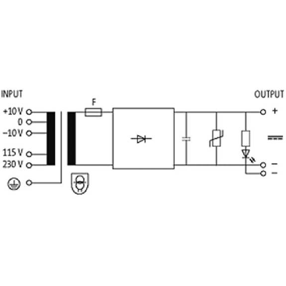 Alim. mono redressée filtrée IN: 115/230 ±10VAC OUT: 24V/2,5ADC-Lire la description