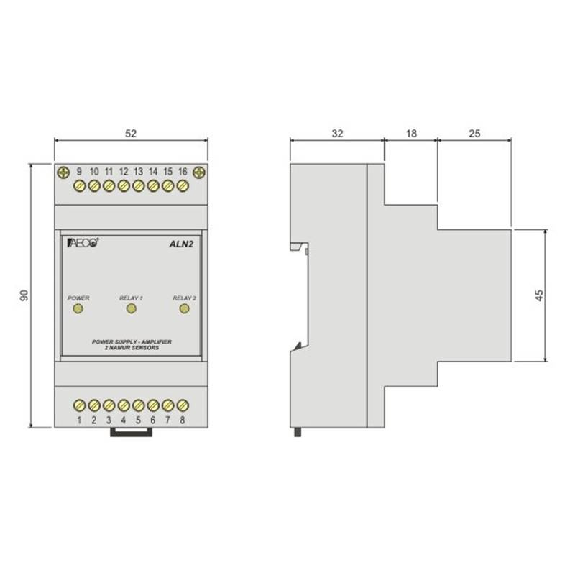 Alimentation 24Vac/dc pour 2 capteurs NAMUR 12Vdc, SPDT 5A-250VAC-Lire la description