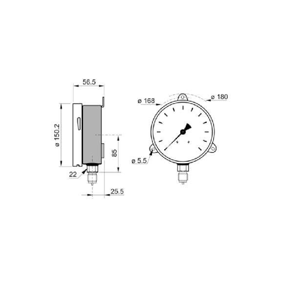 Manomètre inox Ø150mm, 0 .. 10 bar, G 1/2 Manomètre inox Ø150mm, 0 .. 10 bar, G 1/2-Lire la description