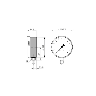 Manomètre inox Ø150mm, 0 .. 16 bar, 1/2 NPT-Lire la description