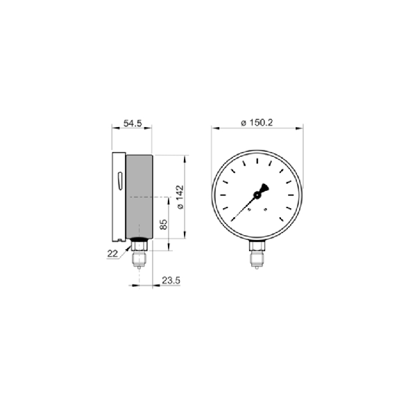 Manomètre inox Ø150mm, 0 .. 16 bar, 1/2 NPT Manomètre inox Ø150mm, 0 .. 16 bar, 1/2 NPT-Lire la description