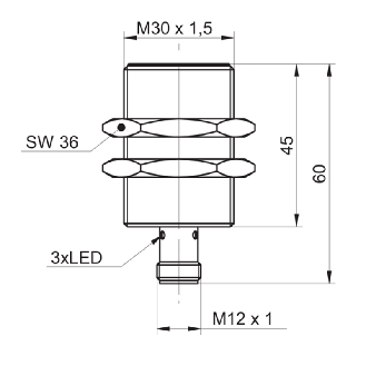 DPI M30 PNP NO+NF P18mm noyé 60(30)mm Laiton / M12 4P-Lire la description