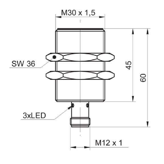 DPI M30 PNP NO+NF P18mm noyé 60(30)mm Laiton / M12 4P DPI M30 PNP NO+NF P18mm noyé 60(30)mm Laiton / M12 4P-Lire la description